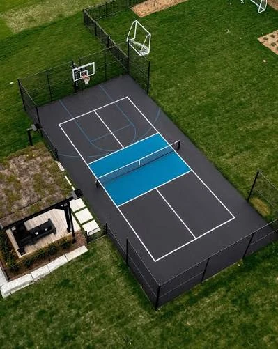 Sơn lại sân bóng rổ - pickleball linh hoạt 9 lớp sơn có 10% Hạt Cao Su ECOPICK trên nền nhựa